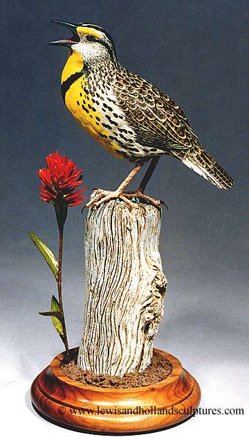 Meadowlark with Indian Paintbrush (Wyoming State Bird and Flower)